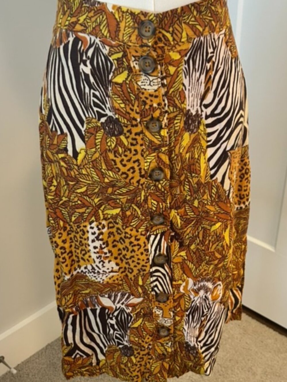 Anthro Maeve Button Midi Safari Skirt